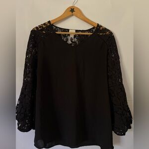 Chico's Black Lace Sleeve Blouse
